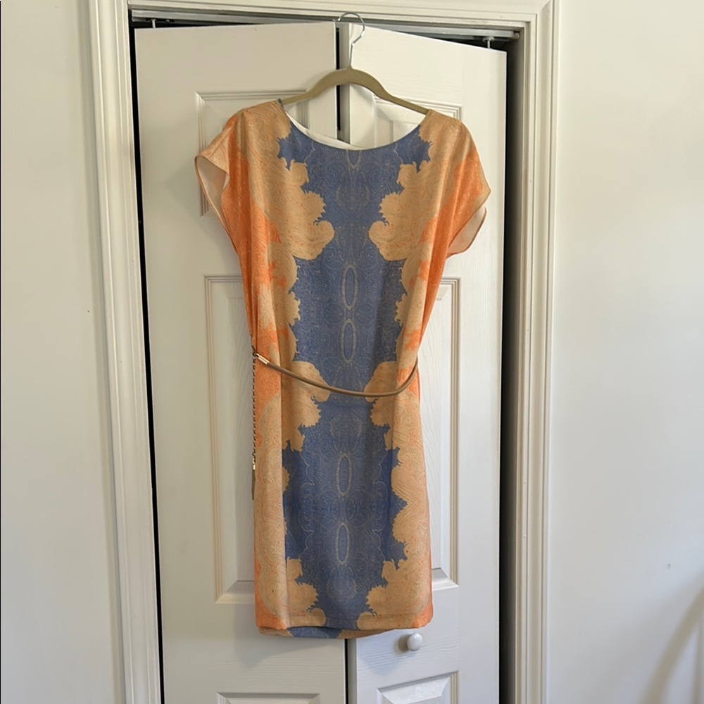 Elegant Orange and Blue Dress